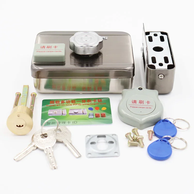 20pc Tags DC12V Door & Gate Access Control System Electronic Integrated RFID Door Rim Lock W/ 1000 Users RFID Reader for Interco
