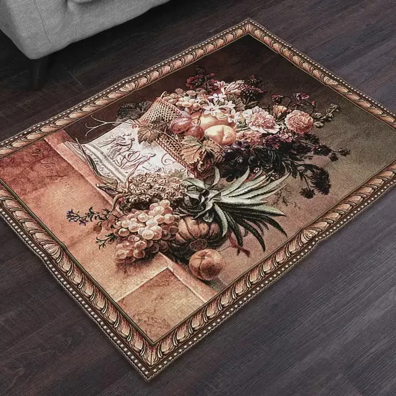 Delicate European Style Cloth Jacquard Painting Fabric Tapestry Restaurant Living and Bed Room Upscale Still Life Mural