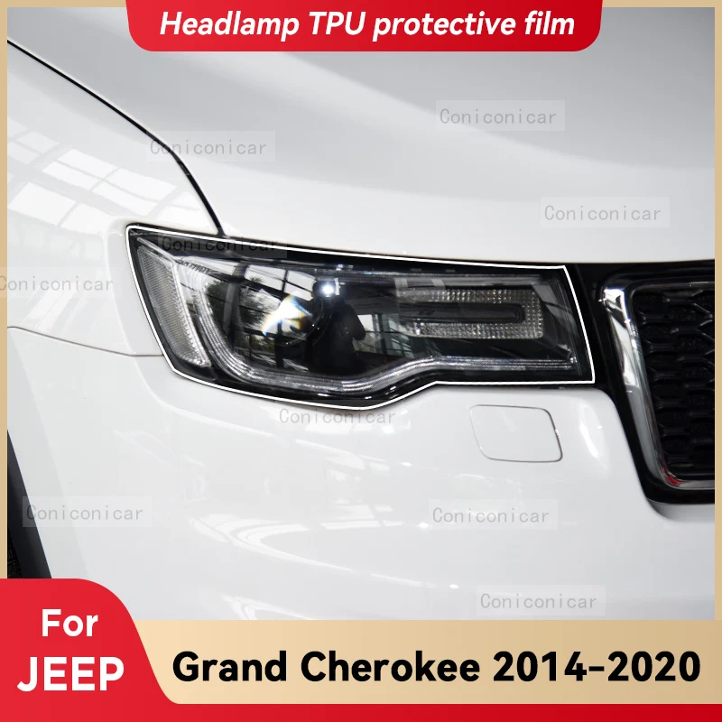 

For JEEP Grand Cherokee 2014-2020 Car Headlight Transparent TPU Protective Cover Film Front Light Tint Change Color Sticker