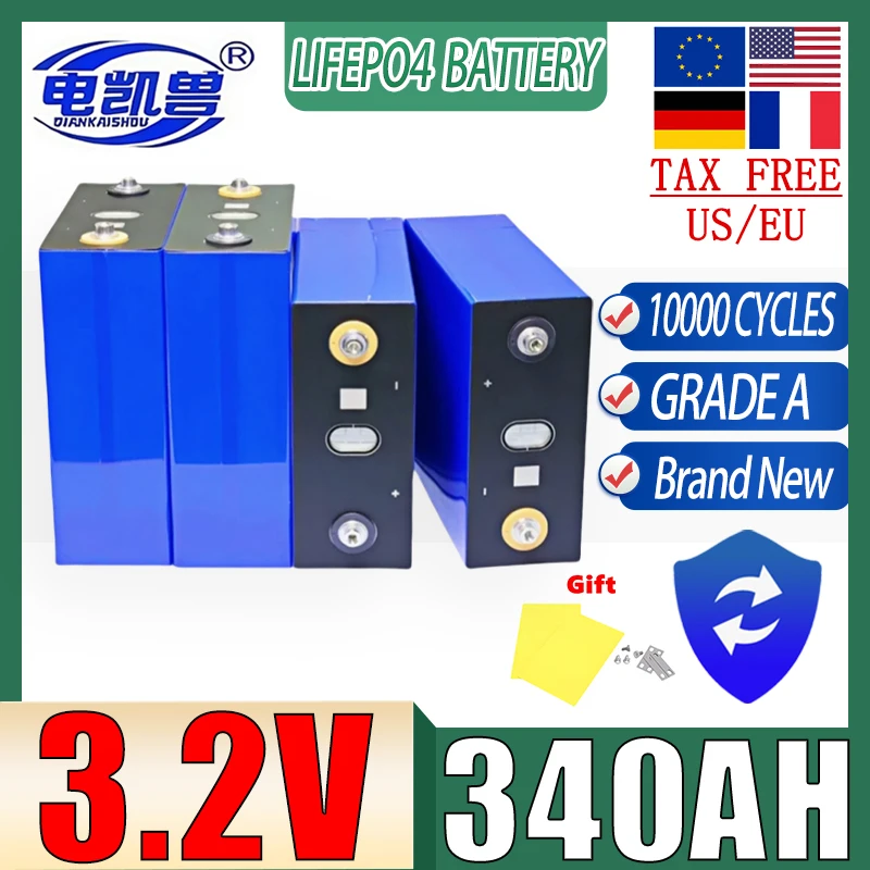 

3.2V LiFePo4 High-capacity Battery 340AH 320AH 280ah DIY 12V 24V 48V Camping car Golf cart Rechargeable Battery Tax Free