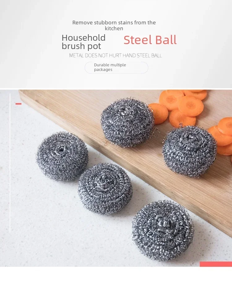 Large Stainless Steel 410 Cleaning Ball Wire Ball Kitchen Cleaning Supplies Street Stall Dishwashing Pot Brush Goods