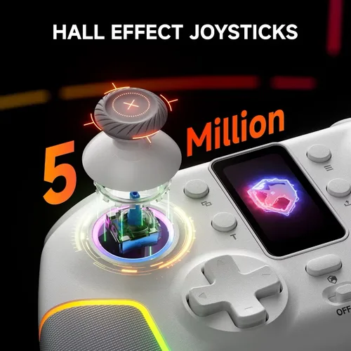 Imagen 2 del producto Controlador de juego de joystick Hall inalámbrico Bluetooth STK-7052 para Switch Android IOS PC vibración de seis ejes iluminación RGB adecuada ﻿