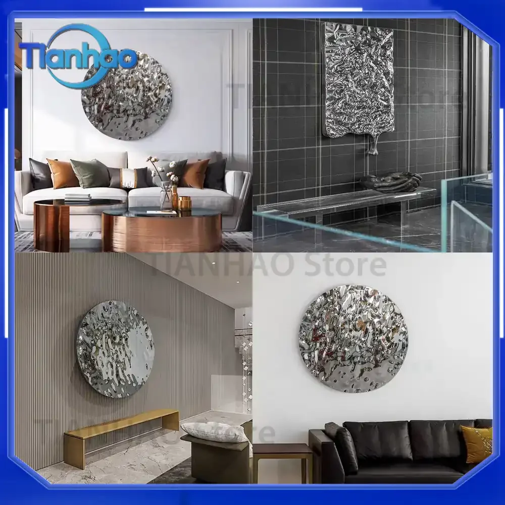 Stainless Steel Teardrop Concave Wall Art for Modern Abstract Decoration Wall Hanging Sculptural Painting for Hotel Model