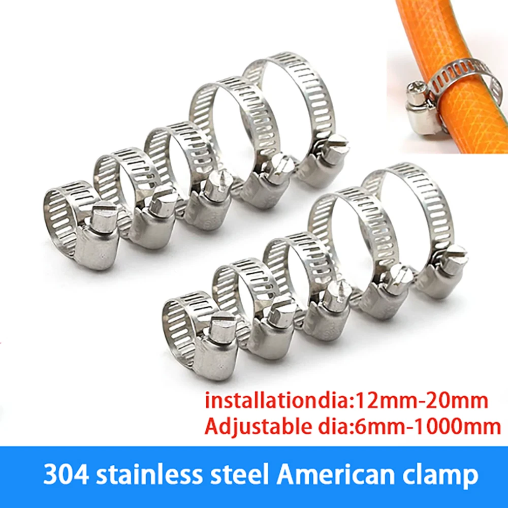 304 Stainless Steel Clamp Gas Fire Water Pipe Exhaust Pipe Fixed Pipe Adjustable 6-2000mm  Clamping Fixture Durable Sealing Tool