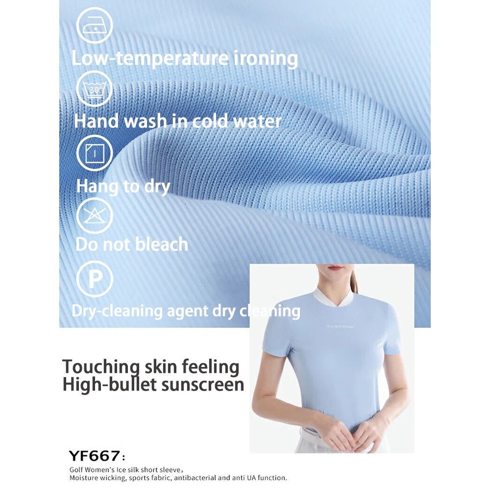 PGM Golf Damen-Kurzarm-T-Shirt UPF50+ Ice Silk Quick-Dry Top Sommer-High-Stretch-atmungsaktive Basisschicht – Detail 8