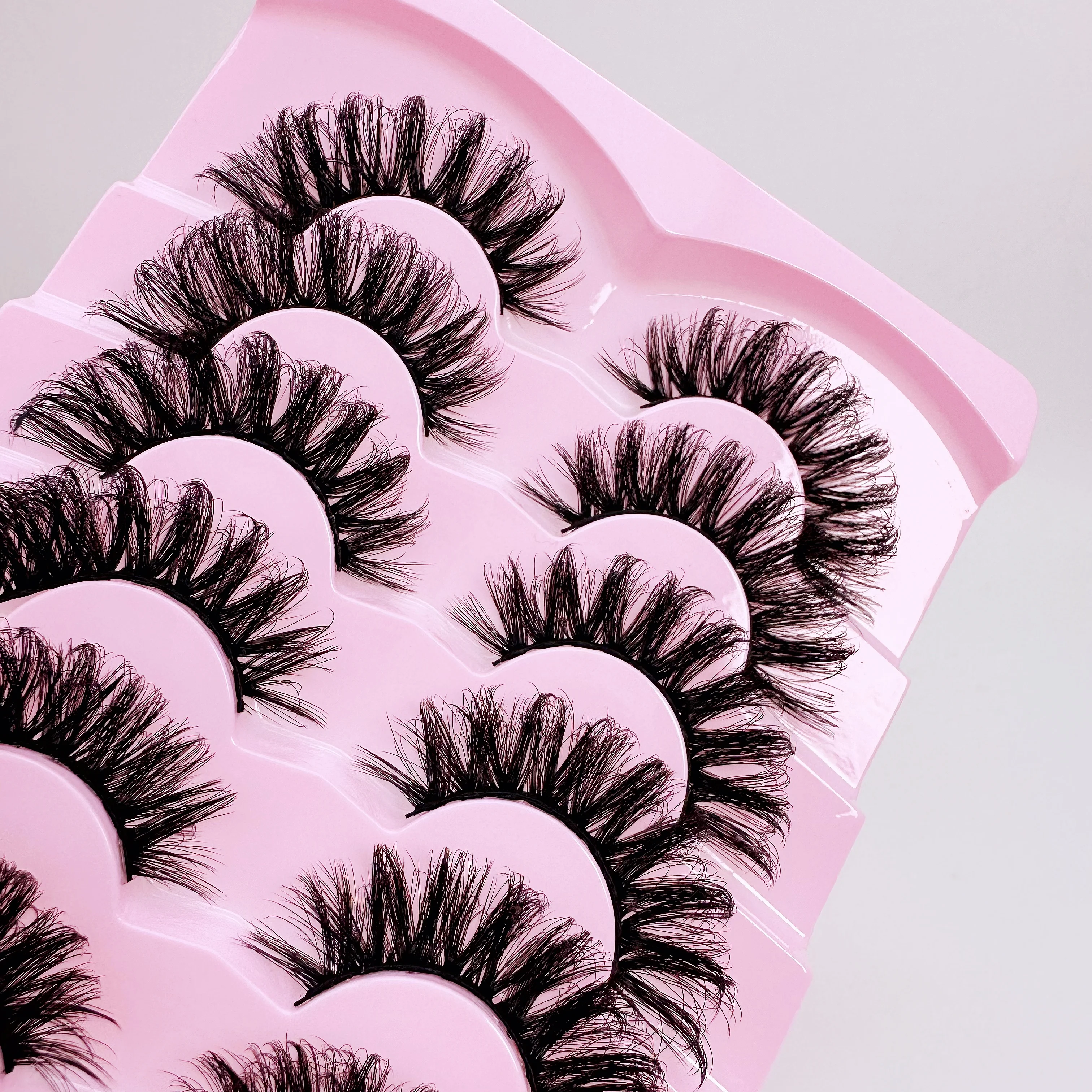7 Pairs Fluffy Faux Eyelashes, 8D Volume Curly, Hypoallergenic , Black, Everyday Beauty Accessory | Bold Eye Lashes