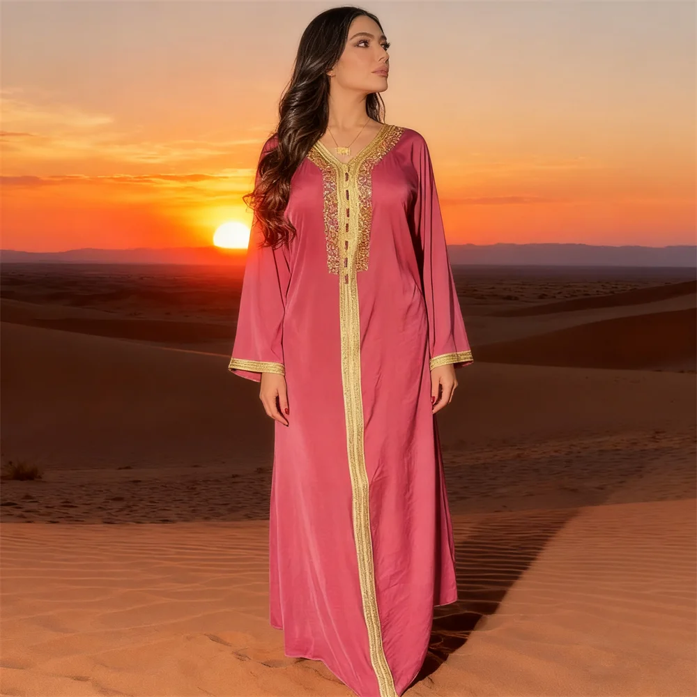 

Eid Party Caftan Muslim Women Diamonds Abaya Long Maxi Dress Turkey Kaftan Islamic Morocco Evening Party Gowns Jalabiya Vestidos