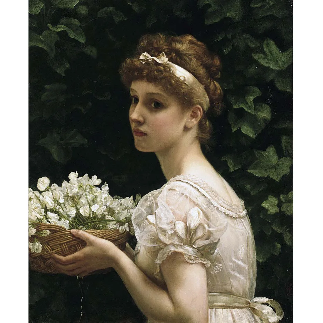 

Hand painted high quality reproduction of Pea Blossoms by Edward Poynter Custom portrait oil painting on canvas Home decorations