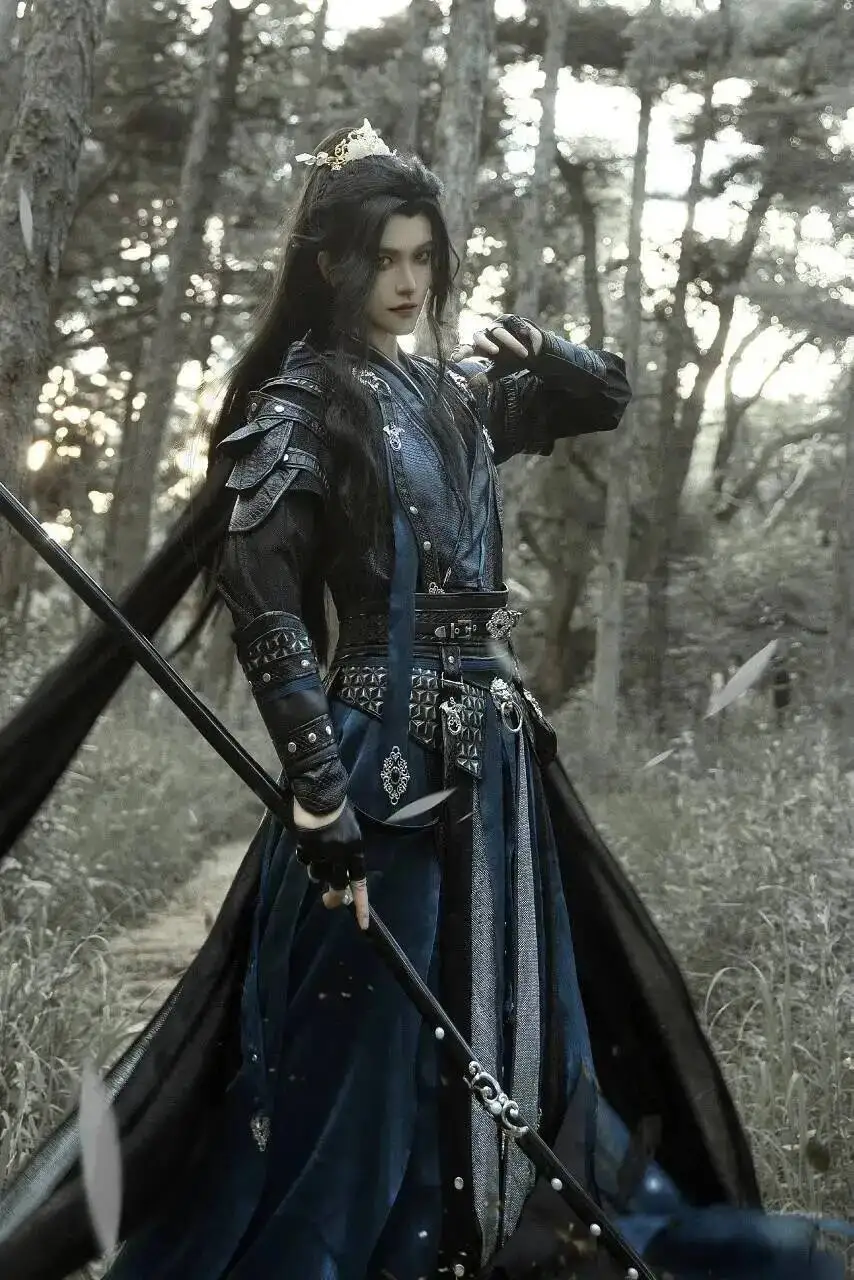 Geng Sha Po Lang Chang Anime Cosplay Costume Black Hanfu Adult Men Full Set Derived Clothing Gu Yun Light Armor COS