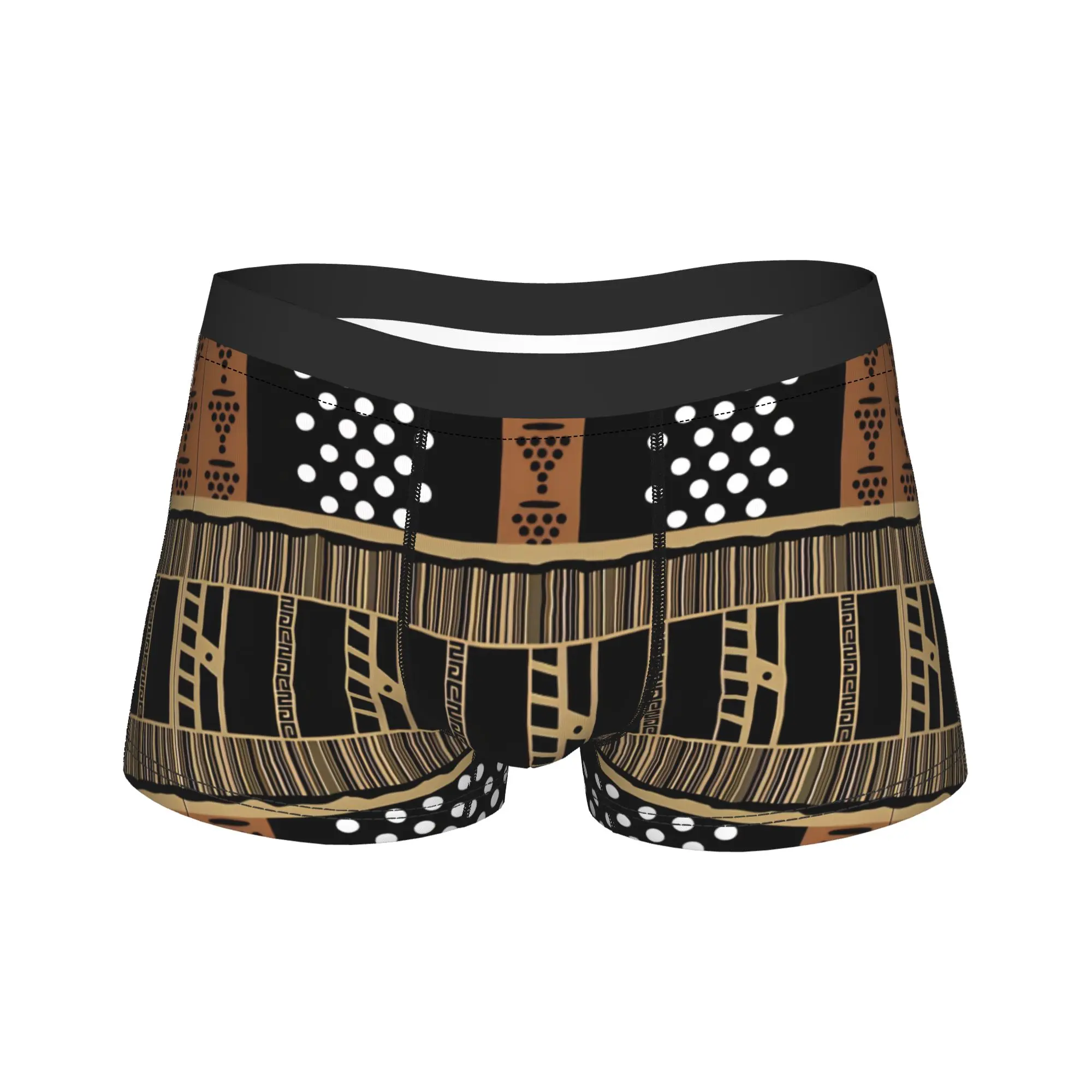 African Decorative Bogolan Mud Cloth Underwear  Comfortable Panties Design Boxer Brief For Males 3D Pouch Large Size Boxershorts