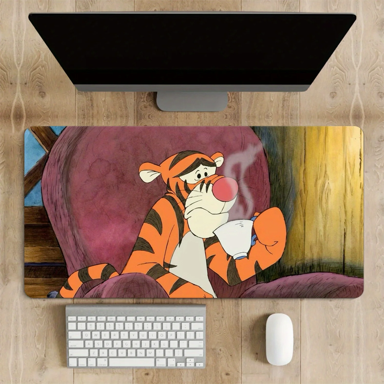 لوحة ماوس ديزني ويني ذا بوه آند فريندز - سجادة مكتب مقاومة للماء غير قابلة للانزلاق مع بوه بير، تيجر، خنزير صغير، كرسي بذراعين مريح وعسل