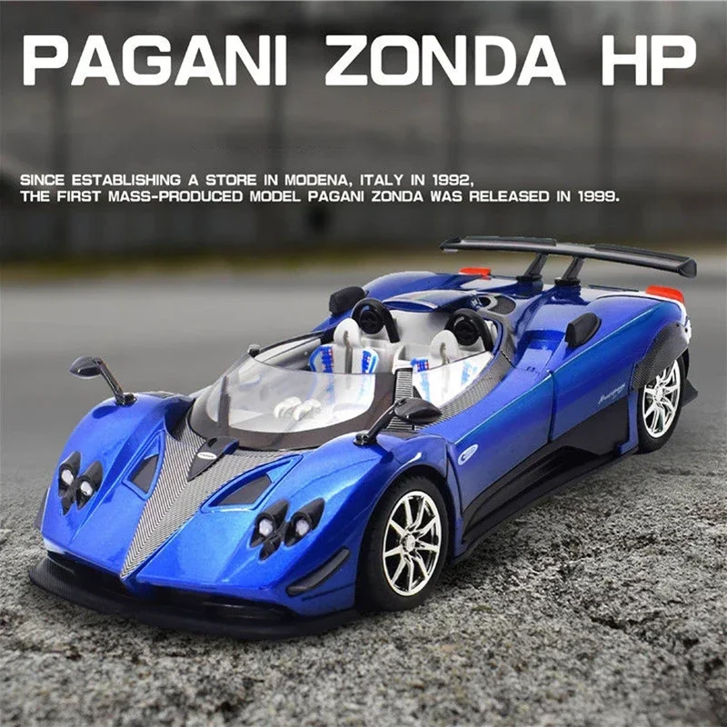 1:24 Pagani Zonda HP Barchetta Supercar Legering Model Auto Geluid en Licht Trek kinderen Speelgoed Collectibles verjaardagscadeau