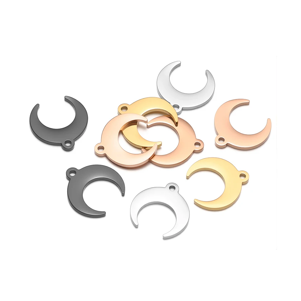 5 قطعة 18 كيلو الذهب فراغ مطلي الفولاذ المقاوم للصدأ القمر السحر للحرف اليدوية صنع المجوهرات عقد دي اي واي المعلقات أقراط المواد #4