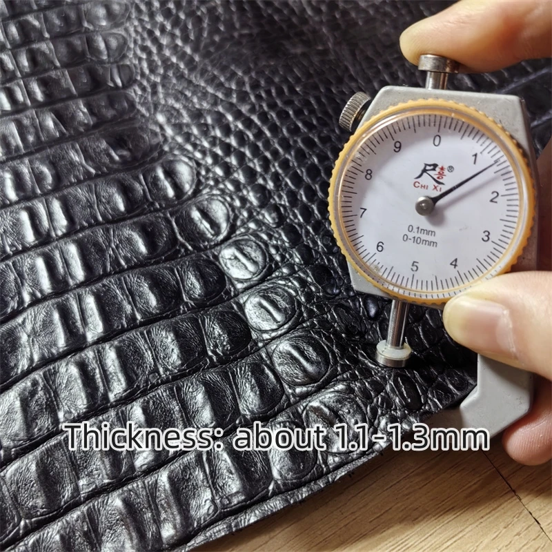 1.2mm Black Crocodile Grain Vegetable Tanned Top Grain Cowhide, Genuine Full Leather,Whole Hide Cut For Handmade DIY Bags Shoes