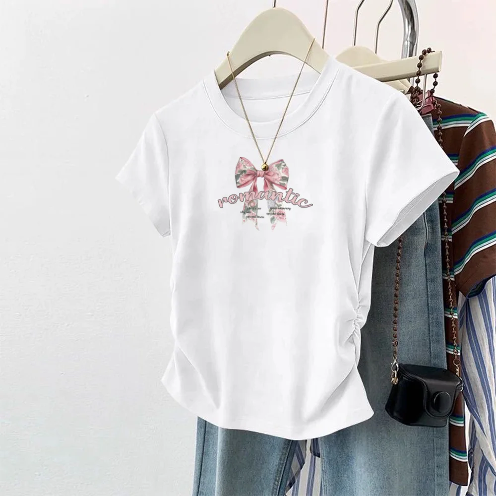 

2025 Women's T-shirt Slim Korean O-neck Tees Y2k Stylish Comfortable Spring Summer Fashion Tops Female Short Sleeve T-Shirts