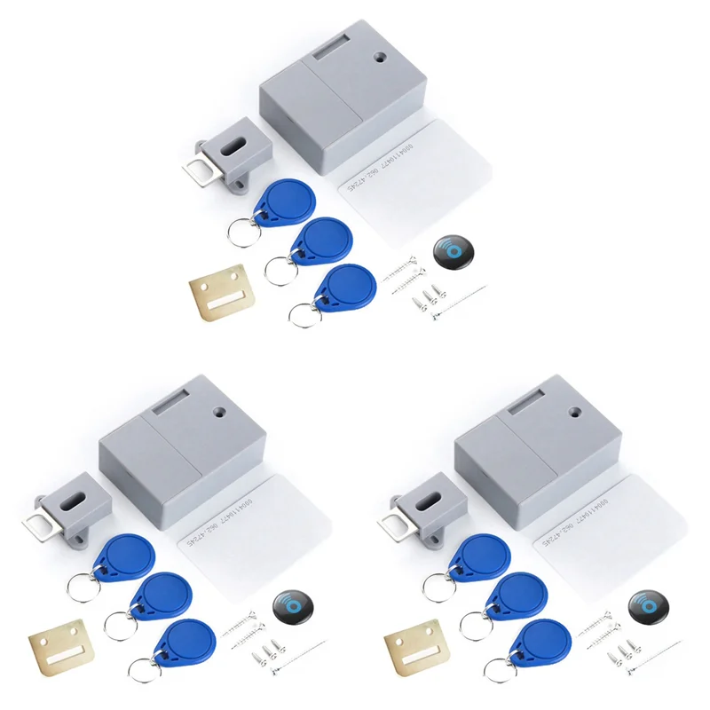 

ABZZ-3X RFID электронный замок для шкафа электронный темный замок для деревянного шкафа, ящика для обувного шкафа, замок для ящика