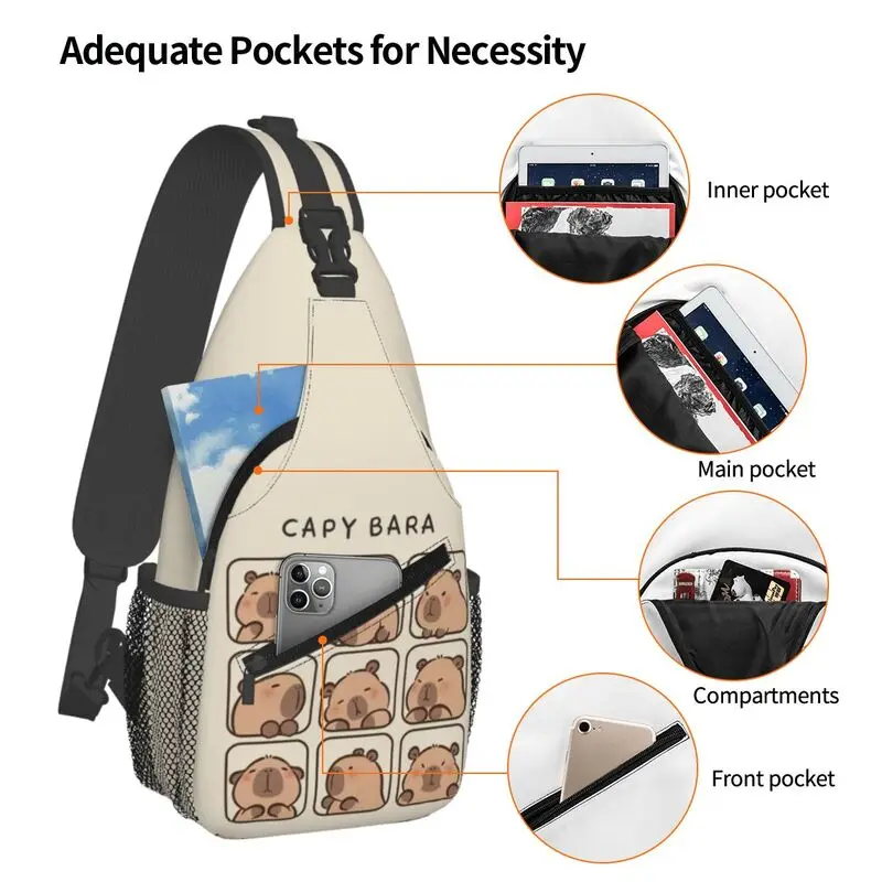 مخصص لطيف كابيبارا حبال Crossbody حقيبة الصدر الرجال بارد حقيبة الكتف للمشي لمسافات طويلة