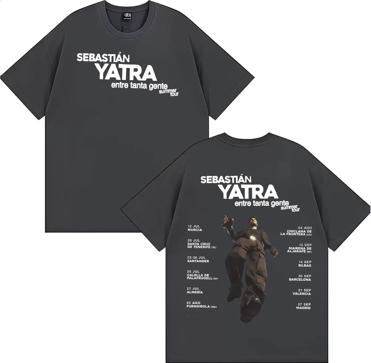 Sebastian Yatra Entre Tanta Gente Tour 2026 T-shirts Men Women Vintage High Street T Shirt 100% Cotton Summer Crewneck Tee Shirt