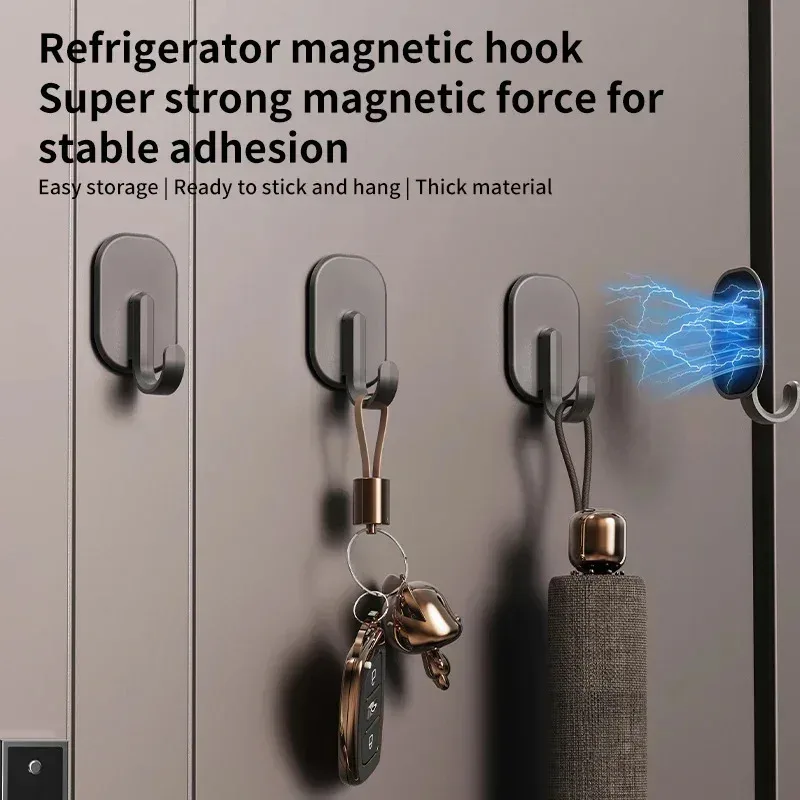 Non Perforated Refrigerator Magnetic Hook, Household Door Rear Hook, Multifunctional Thickened Strong Suction, Reusable Suction
