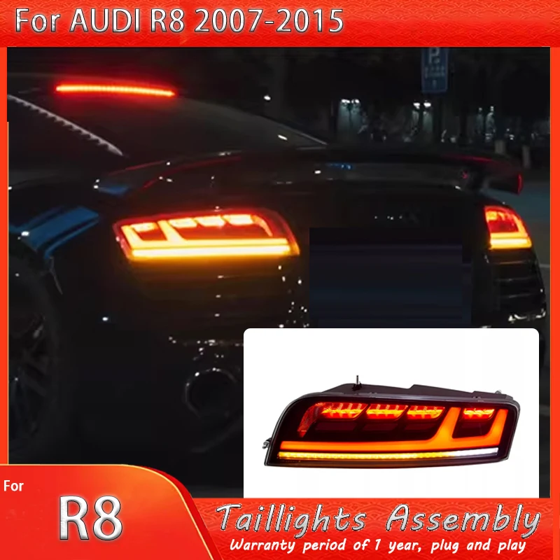 For Audi R8 MK1 Rear Light Taillight 2007 2009 2010 2011-2016 Rear Lamp Upgrade Plug and Play Taillight Lens Tail Lamp Indictors