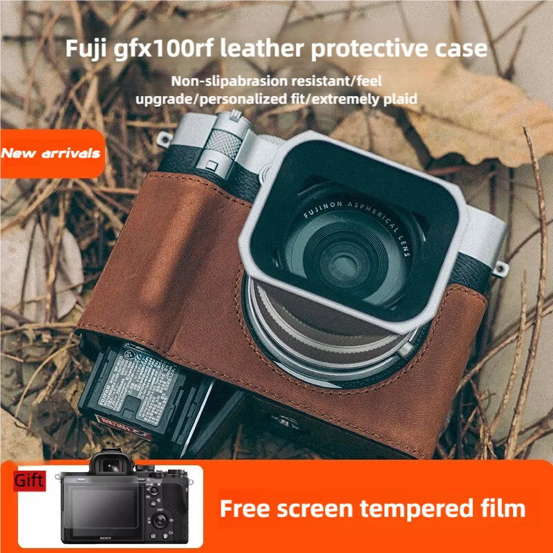 Handmade Camera Bag for Fujifilm GFX100RF Camera Genuine Leather Case GFX100RF Genuine Leather Handle Protector