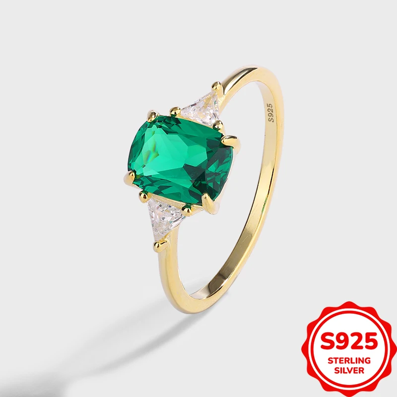 

Fashionable and Versatile Authentic S925 Silver Green Zircon Women’s Commuting Personalized Ring