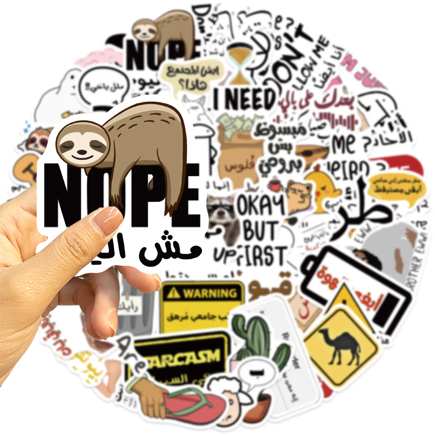 57 szt. arabskich naklejek memowych na laptopa, rower, gitarę, deskorolkę, naklejki DIY, graffiti, wodoodporne naklejki, zabawka