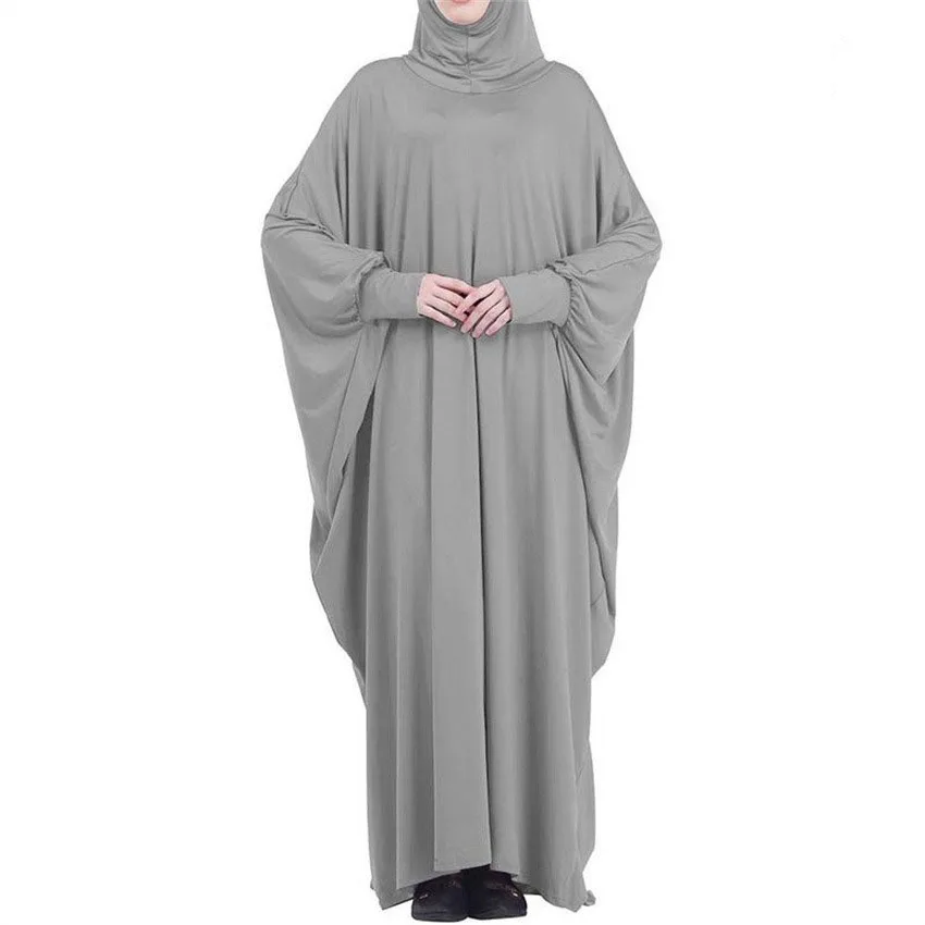 Muslimische Abaya mit Kapuze, Smockärmel, einteiliges Gebetskleid, Damen, Jilbab, islamische Kleidung, Dubai, Saudi-Arabien, schwarze Robe, türkische Bescheidenheit