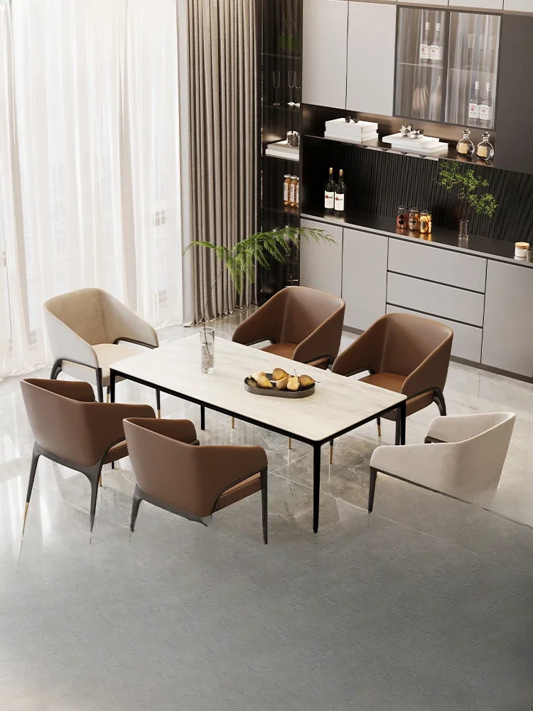 Rectangle rock slab dining table atmosphere simple light luxury high-end household dining table