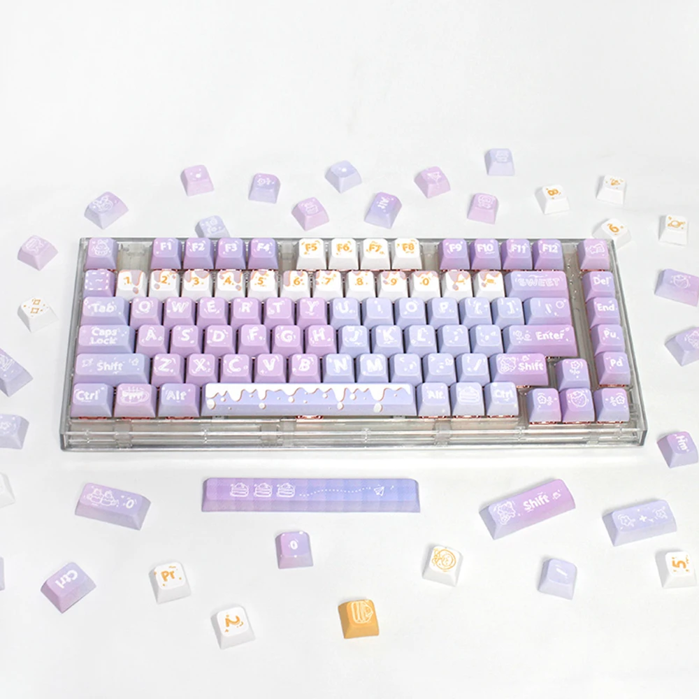 128 Keys XDA Profile Purple Dream Theme Keycaps PBT Keycaps For MX Switch Mechanical keyboard Dye Sublimation lavender key Caps