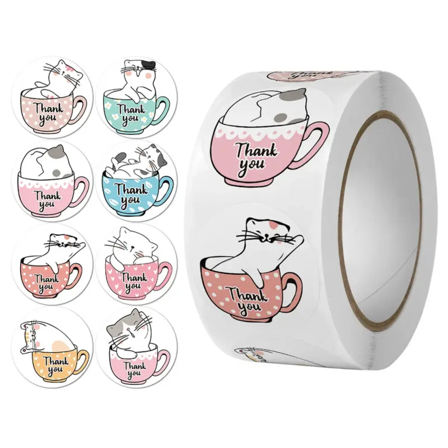 Hand-painted Cat Pattern Envelope Stickers - 500pcs of Colorful and Delightful Stickers for Gift Boxes, Home Decor and more