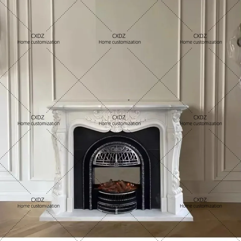 XX natural marble mantel hand-carved three-dimensional white marble stone stone carving interior decoration cabinet