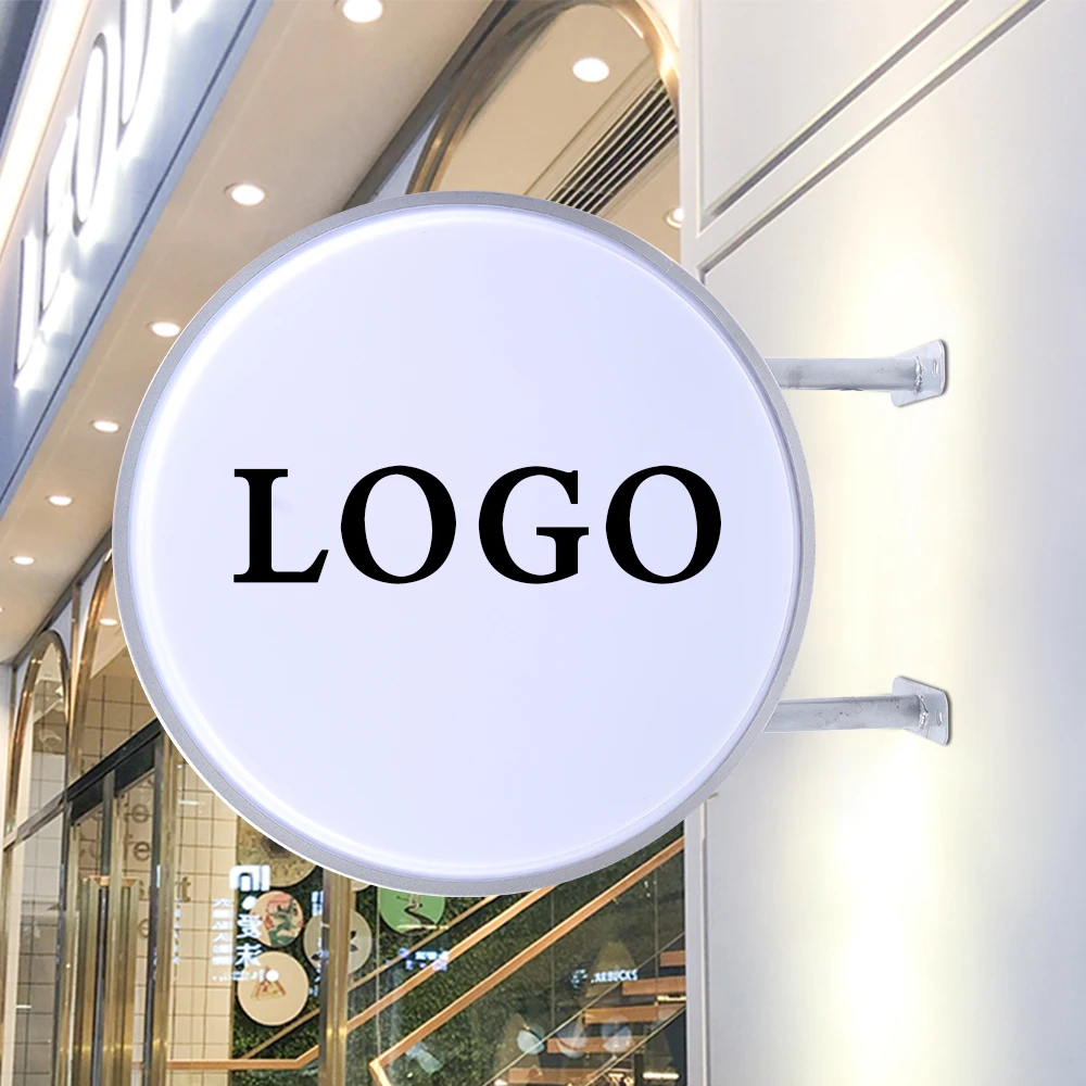 LOGO Sign Light Outdoor LED Light Box Wall-mounted Billboard Round 50cm, White