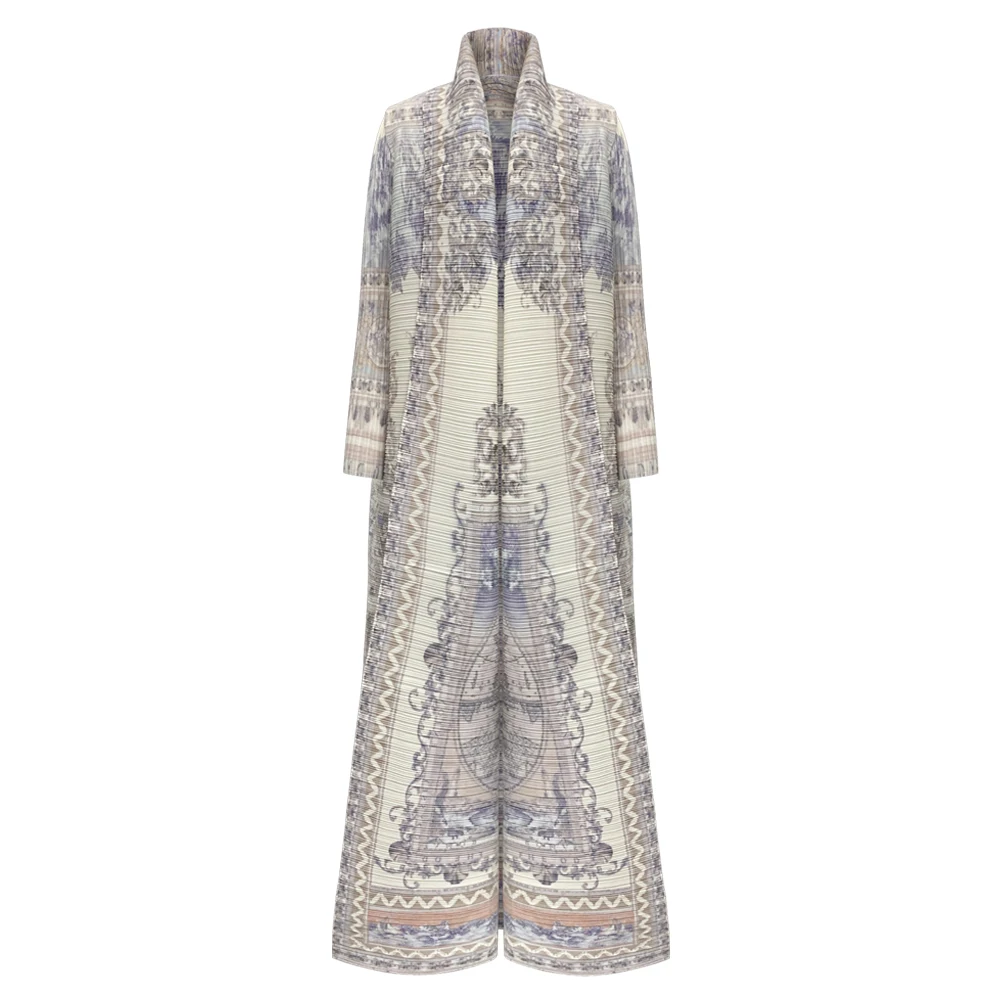 

Pleats Pleated Original Printed Long Sleeve Coat Women's Windbreaker 2024 Autumn/Winter New Abaya Style Cardigan Plus Size Dress