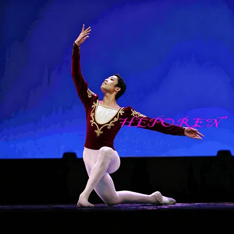 Custom Made Man Velvet Ballet Jacket /Prince Dance Costume,Male Children Ballet Dance Top Coat Dance Clothing Retail Wholesale