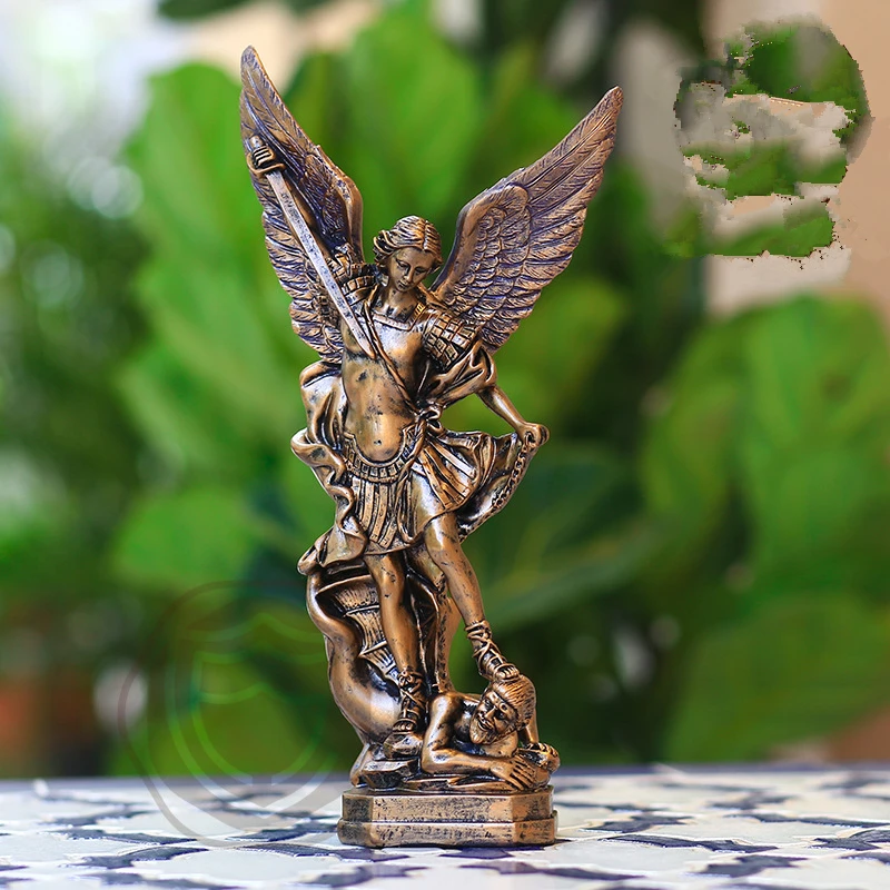 

Archangel St. Michael Statue Cast Bronze Religious Michael Archangel of Heaven Defeating Lucifer Collectible Angel Figurine