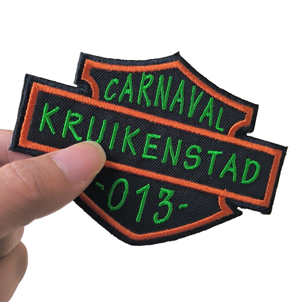 Carnival Green And Orange Embleem for Clothing Iron on Embroidered Sew Applique Tilburg Patch Kruikenstad Patches