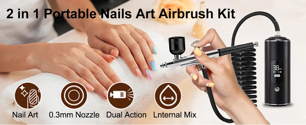  Airbrush mit Kompressor Farbspritzpistole Tragbare Mini-Airbrush-Spritzpistole zum Malen und Modellieren Airbrush mit Kompressor-Set – Detail 1