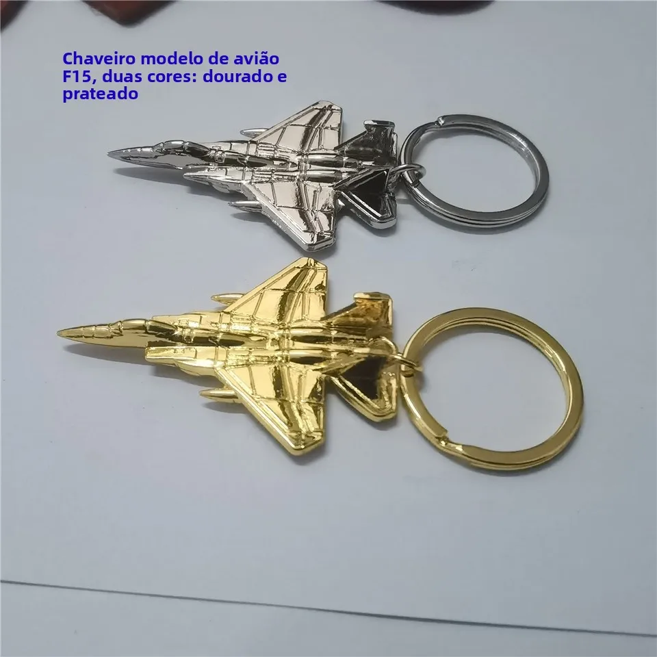 chaveiro-de-metal-modelo-aviao-f15-cores-dourado-e-prateado-disponiveis-design-de-desenho-animado-material-de-liga-presente-c