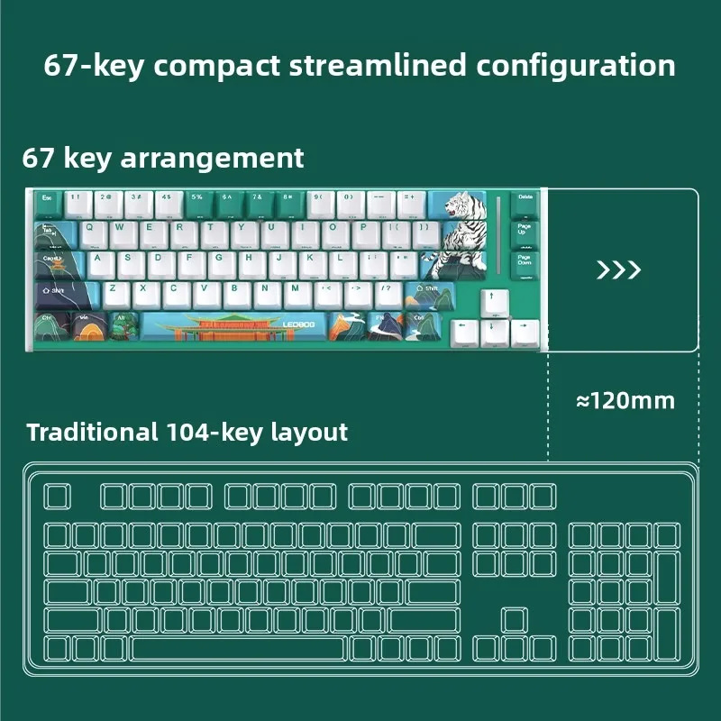 LEOBOG K67 Mechanical Keyboard 67 Keys Tri-mode Bluetooth 2.4G Wired RGB Hot-swap Ice Crystal Switches Compact Gaming Keyboard