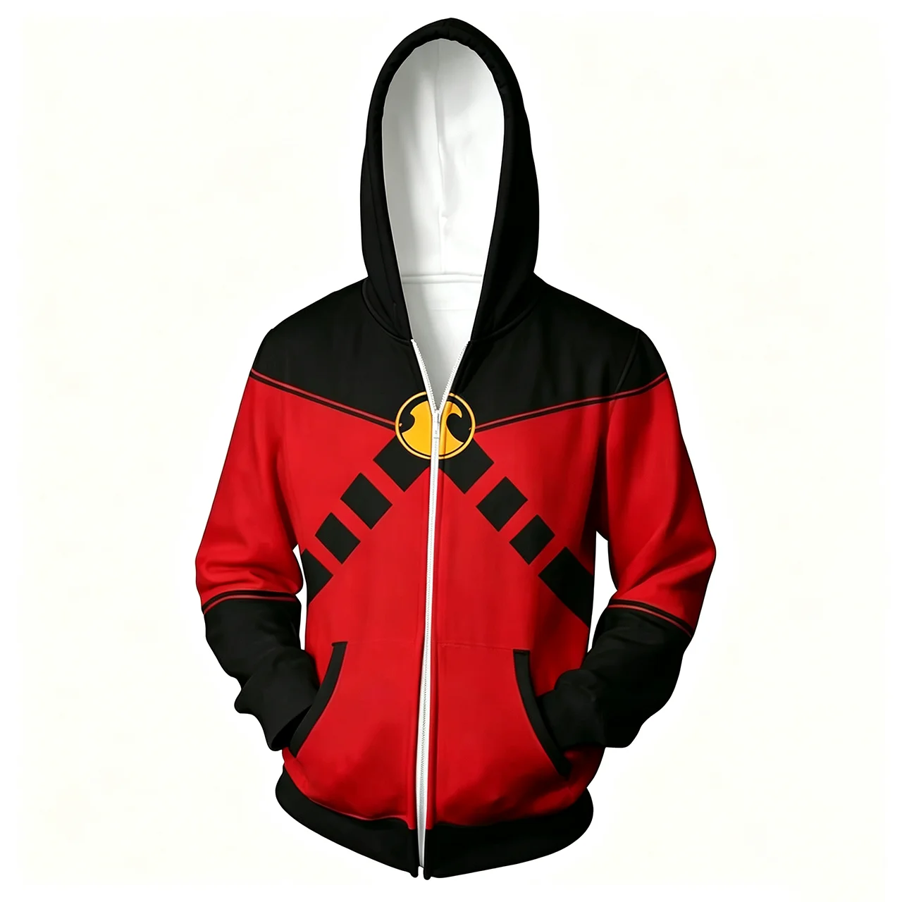 Superhero Nightwing Robin Cosplay Hoodie Costume Sweatshirt Halloween Zipper Outerwear Casual Hoodies Cosplay Costume Jackets