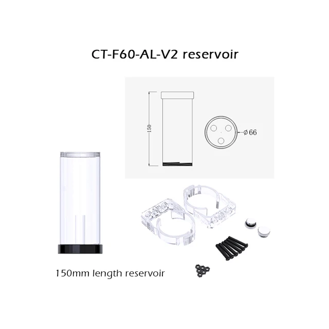 Bykski 60mm Diameter Lengte 100/150/200mm Cilinder Watertank Verlengreservoir voor Bykski Pomp Verlengde Koeler CT-F60-AL-V2