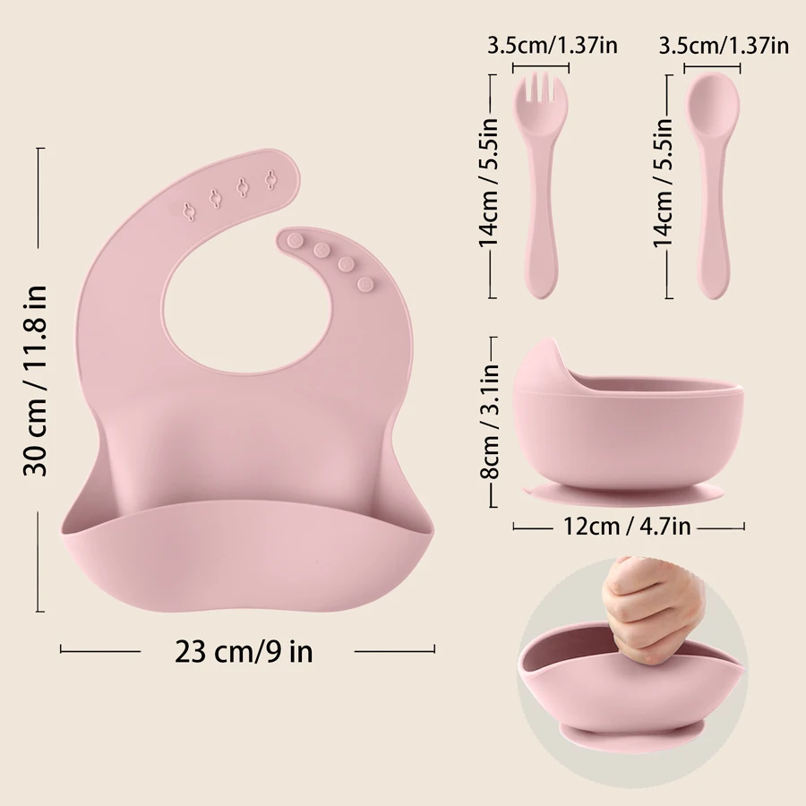 Free Custom Name  Baby Silicone Feeding Set Baby Bibs Kids Dishes Plate Feeding Bowl Spoon Fork Children\'s Tableware