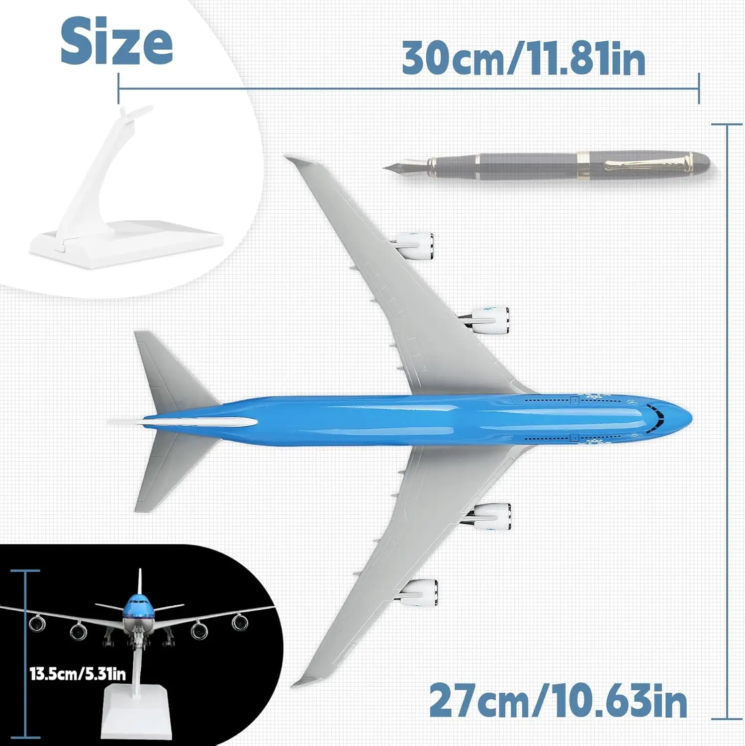 Diecast Resin Airplanes Model KLM B747 1/250 scale plane with Stand for Adult Aviation Gift or Display Decoration