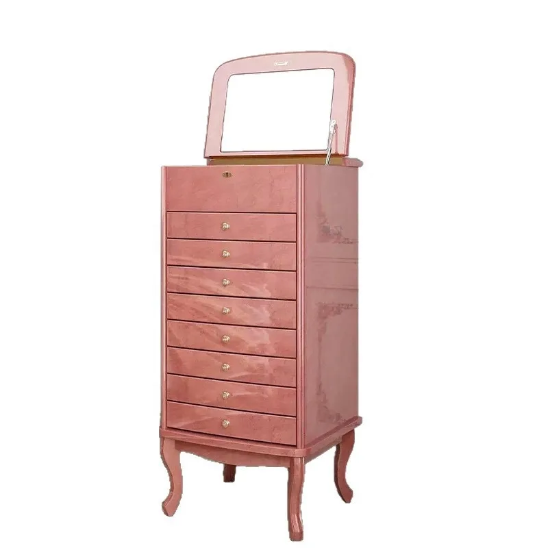 High-end floor-to-ceiling jewelry cabinet, villa home Italian solid wood with lock