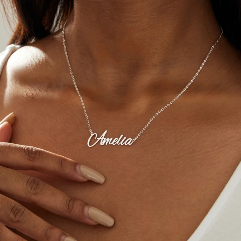 Custom Handwritten Name Necklace, Personalized Stainless Steel