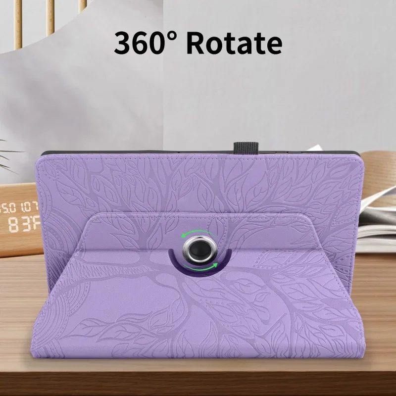Funda Case For Kindle Paperwhite 12 Generation 7 Inch 2024 Colorsoft SA568B SA569P Tree Embossed 360 Degree Rotating Stand Cover