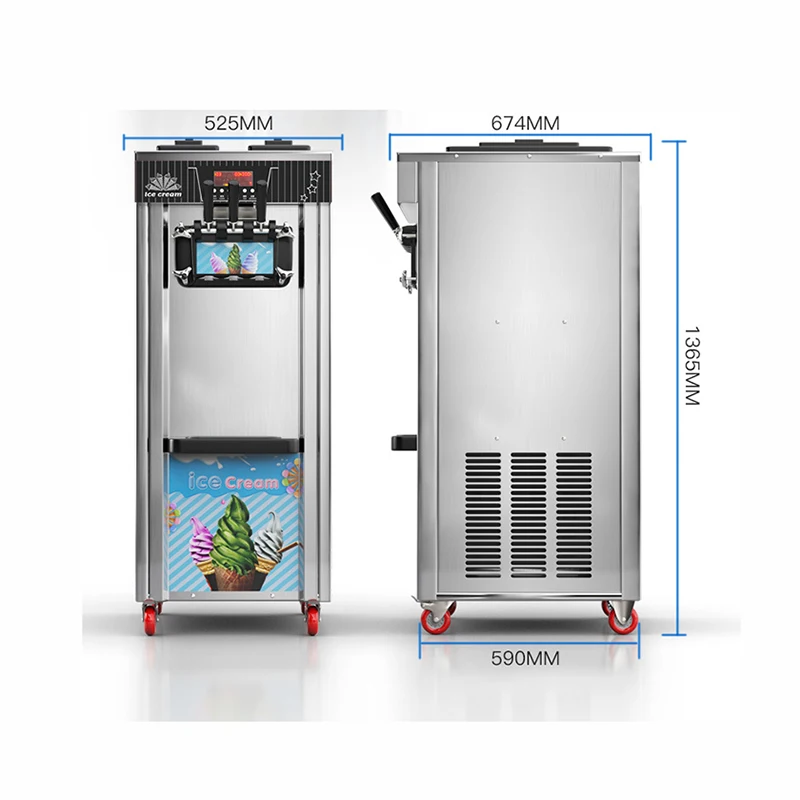 DIY Freestanding Pre-Cooling Keeping Fresh Stand Stainless Steel Ice Cream Machine Automatic Cleaning Soft Serve Ice Cream Maker