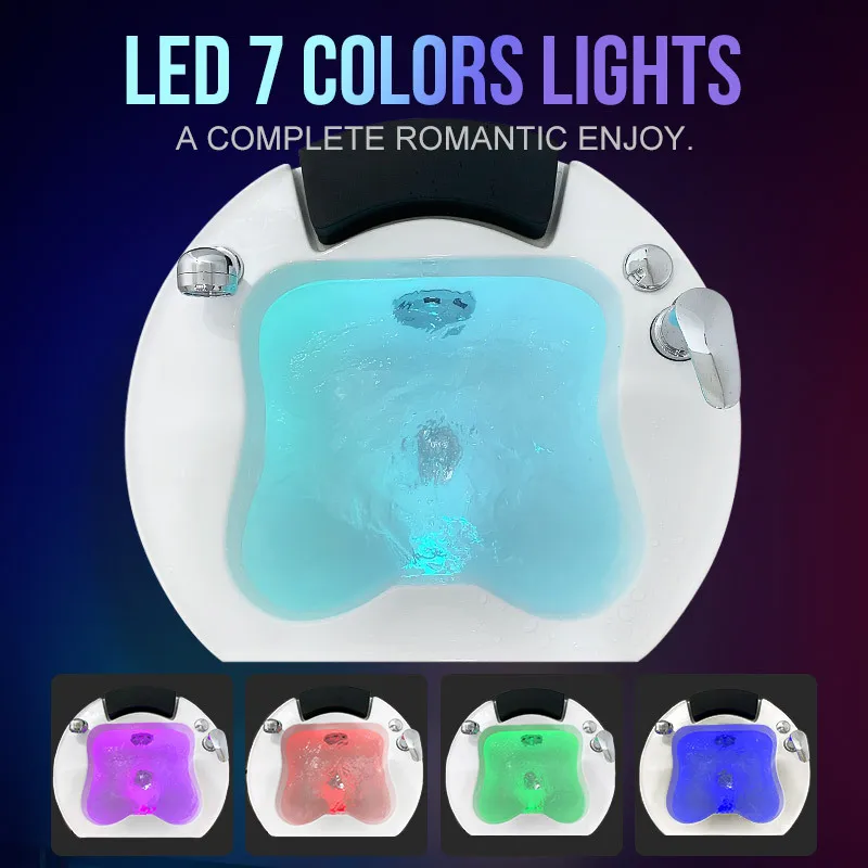 Ceramic foot bath foot therapy shop colorful lights surfing spa hotel spa acrylic commercial foot wash basin