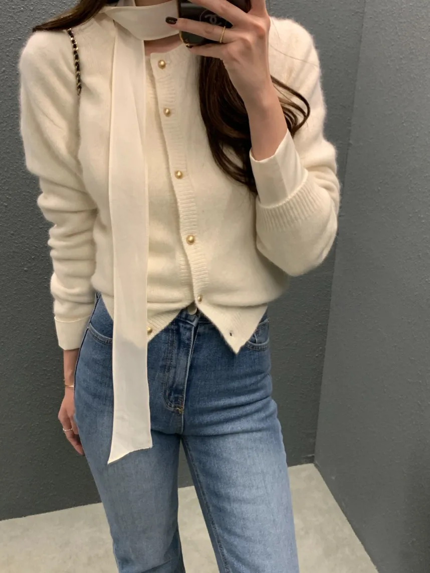 

Шикарный вязаный свитер с металлическими пуговицами Long Sve round Ne, свободный крой, однотонный, осенне-зимний, новый, женский модный свитер...